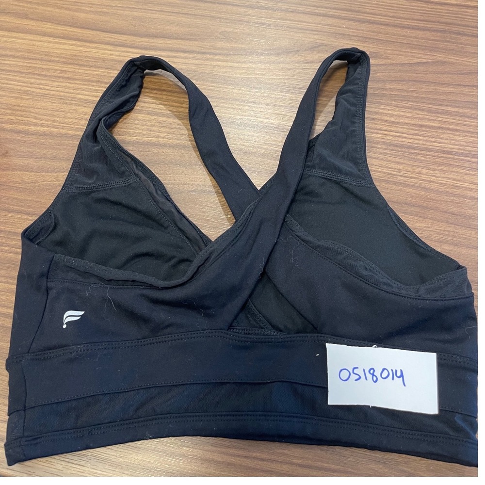 Fabletics Womens Black Surplice V-Neck Criss Cross Back Sports Bra Activewear - Picture 2 of 3